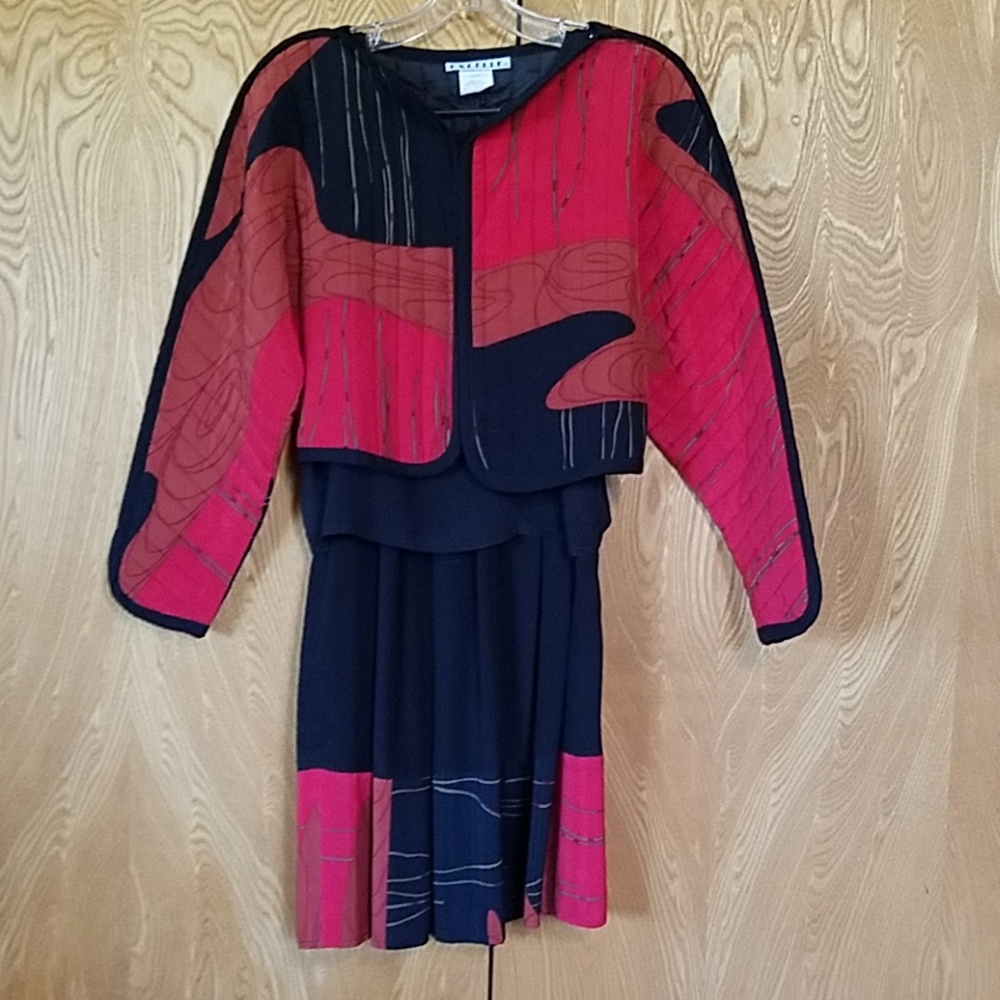 High end silk after five jacket skirt and cami